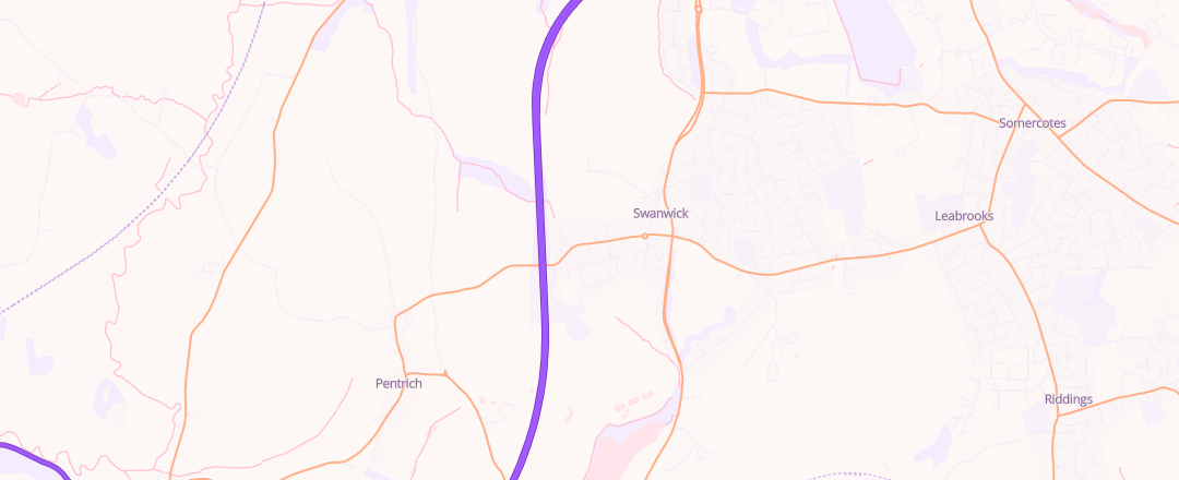 Map showing Pentrich Road Garage Limited, Derbyshire