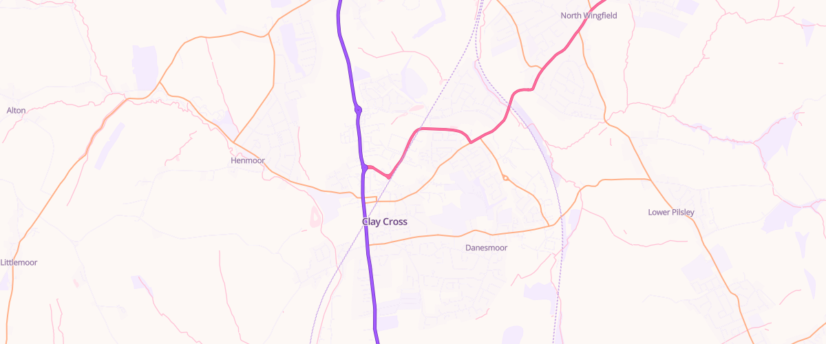 Map showing the location of Clay Cross Extra Petrol