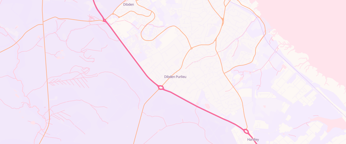 Map showing the location of Hythe Esso Express