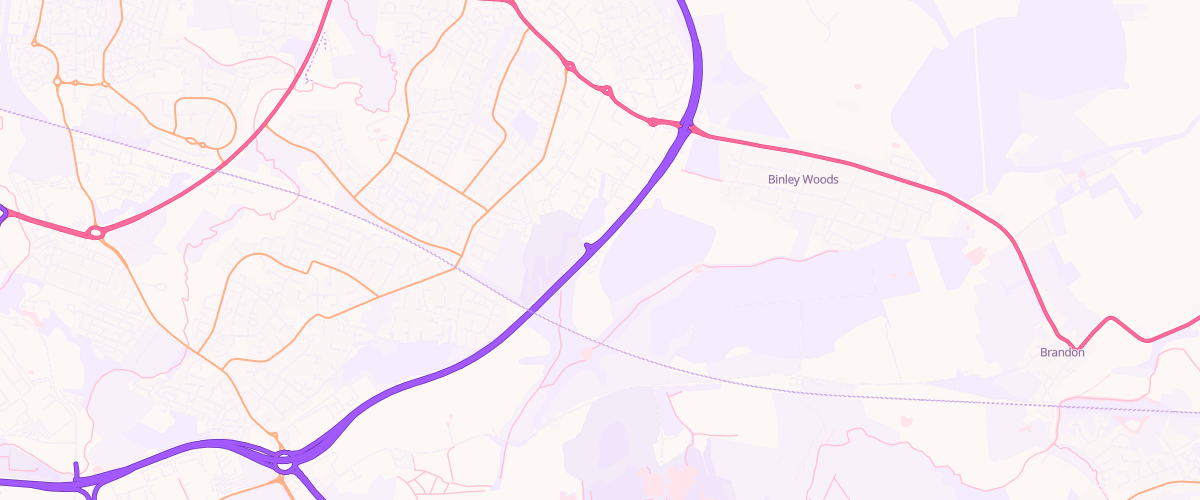 Map showing the location of Mfg Binley Woods