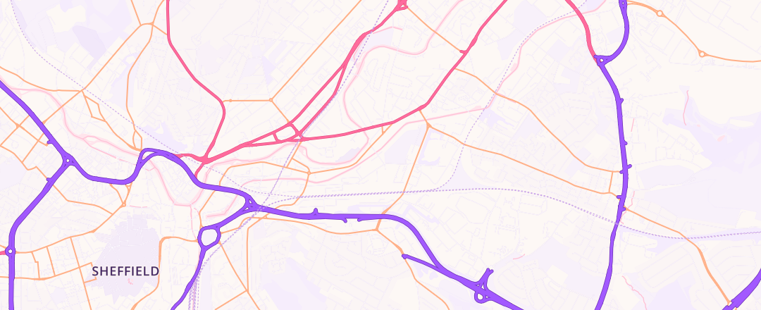 Map showing Parkway Mot Centre, Sheffield