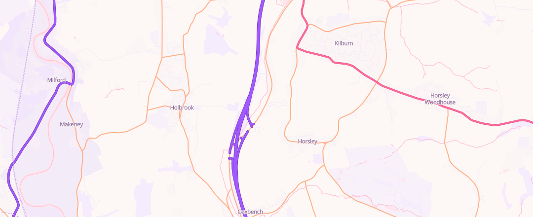 Map showing The Kilburn Garage, Derbyshire