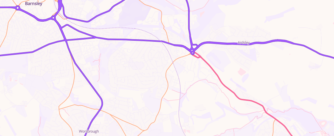 Map showing Hunningley Lane Mot Centre, Barnsley