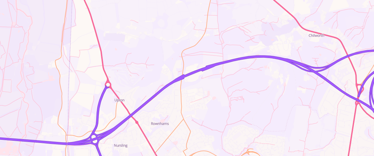 Map showing the location of Rownhams West Mwsa