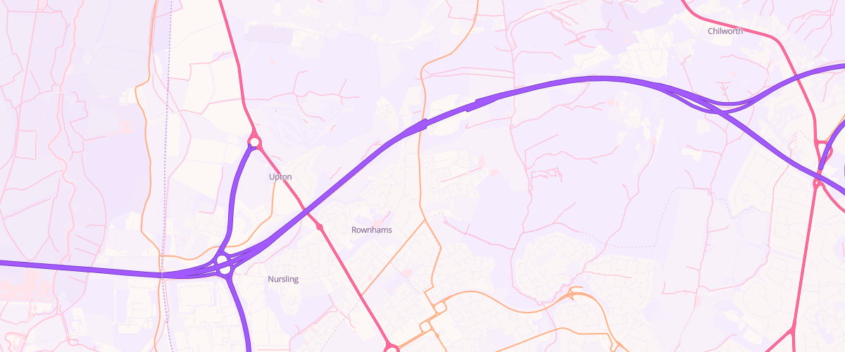 Map showing the location of Rownhams East Mwsa