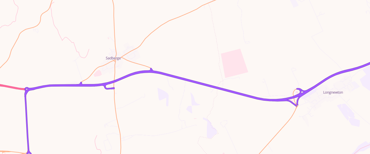 Map showing the location of Sadberge Filling Station