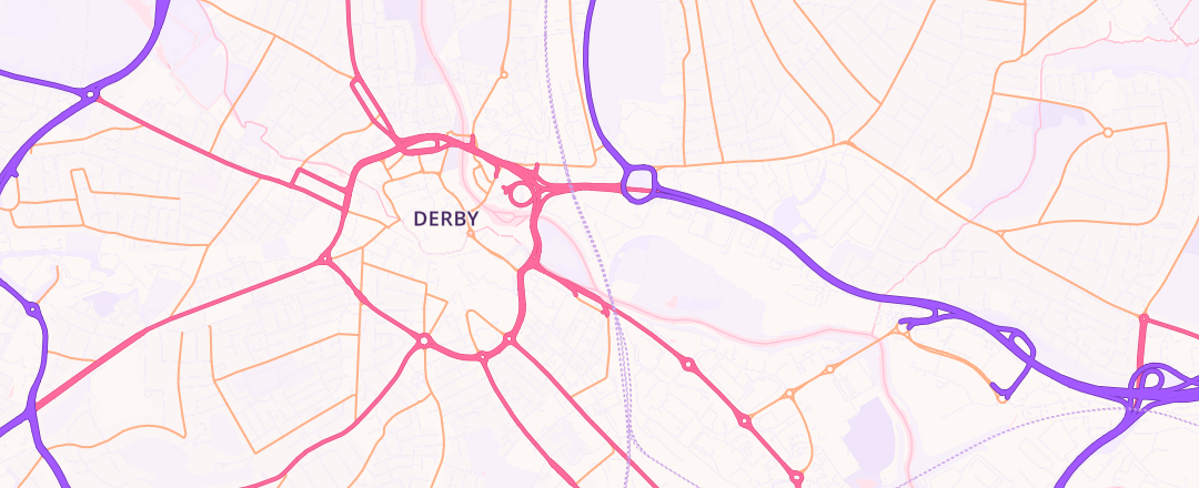 Map showing Johns Garage, Derby