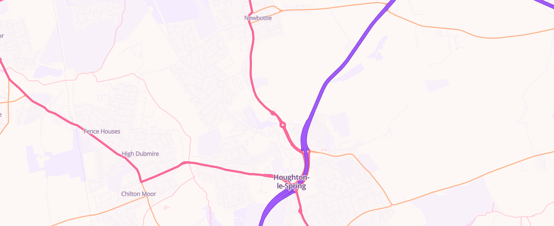 Map showing Tyrespot Ltd, Houghton Le Spring
