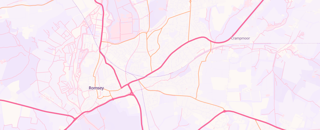 Map showing Snows Peugeot Romsey, Romsey