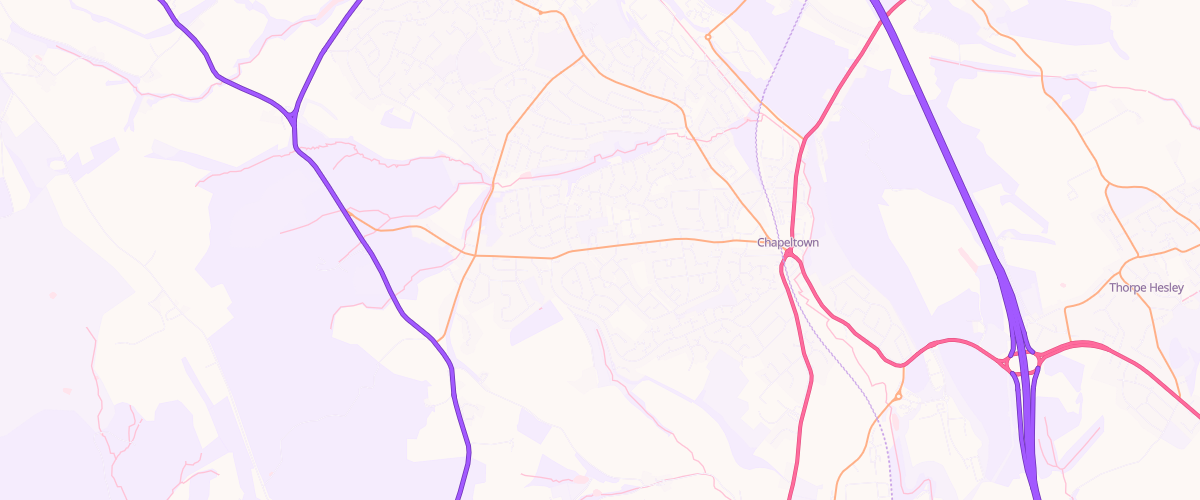 Map showing the location of Chapeltown Esso Express