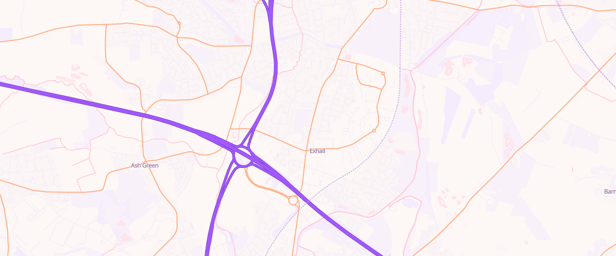 Map showing the location of Exhall Service Station