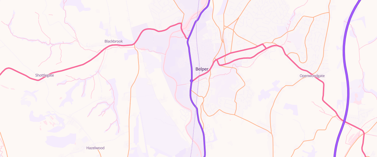 Map showing the location of Mfg Morrisons Belper