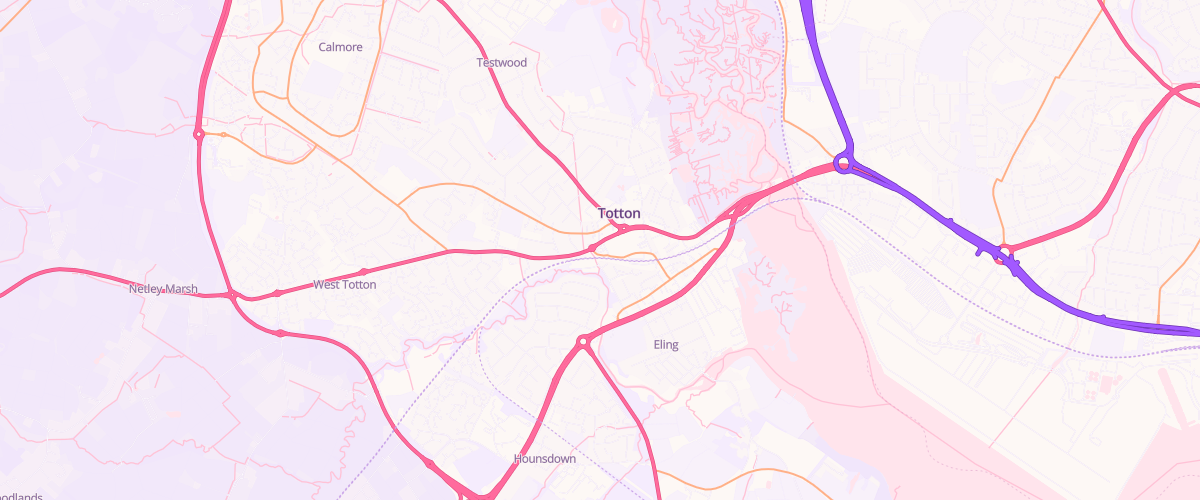 Map showing the location of Asda Totton Express Petrol