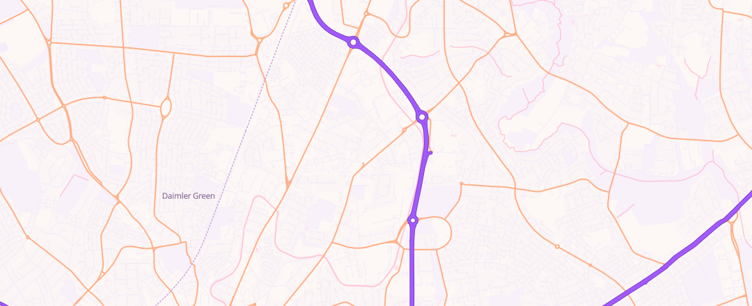 Map showing Stoney Bargain Tyres Limited, Coventry