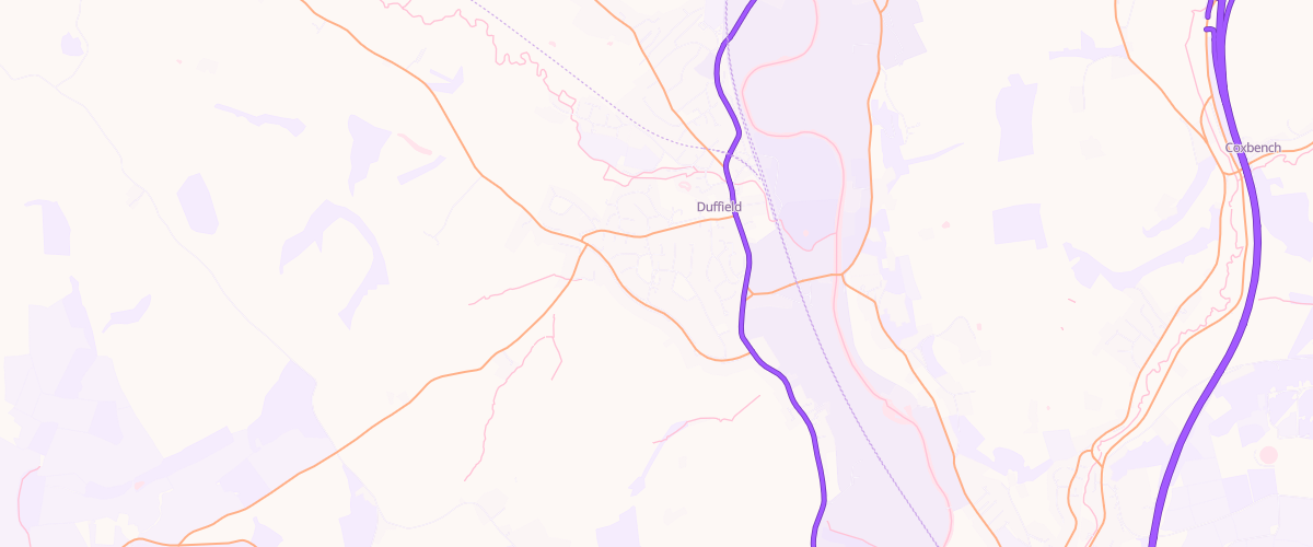 Map showing the location of Duffield Service Station