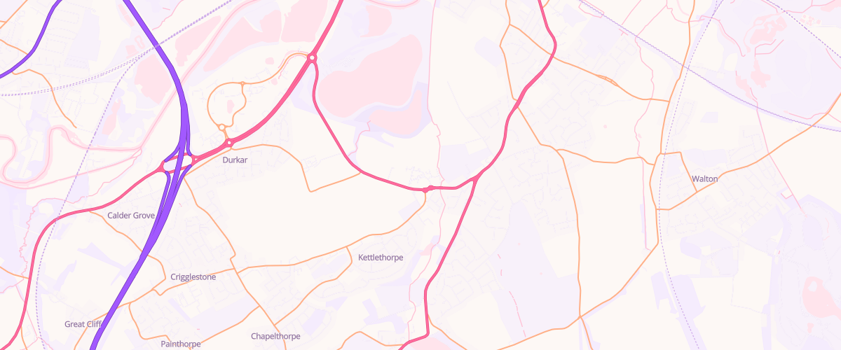 Map showing the location of Asda Wakefield Superstore