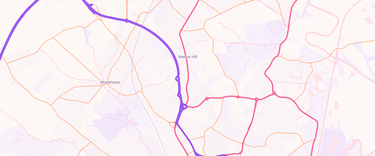Map showing the location of Newton Hill Service Station