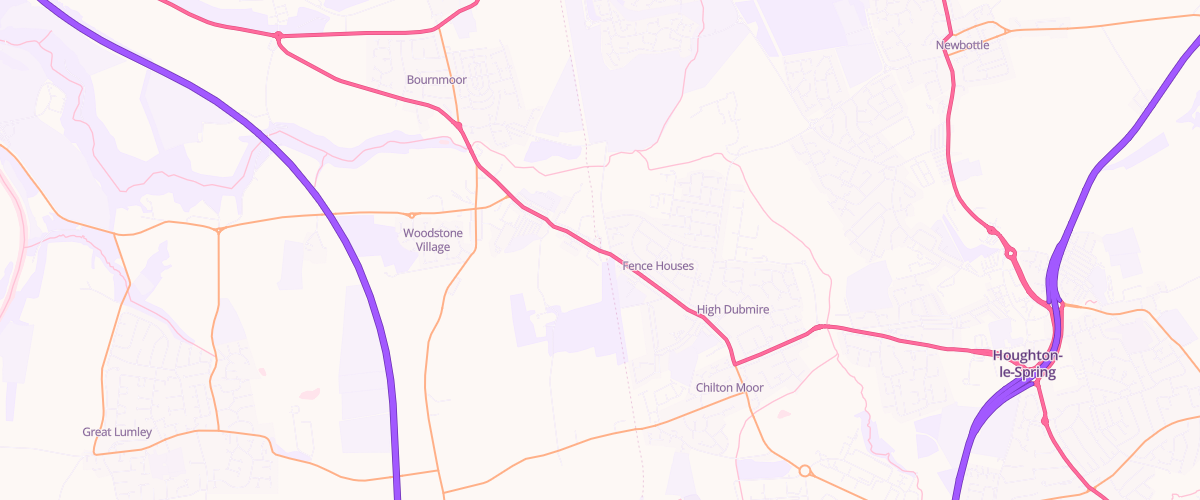 Map showing the location of Fencehouses Service Station