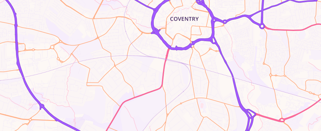 Map showing Warwick Road Garage, Coventry