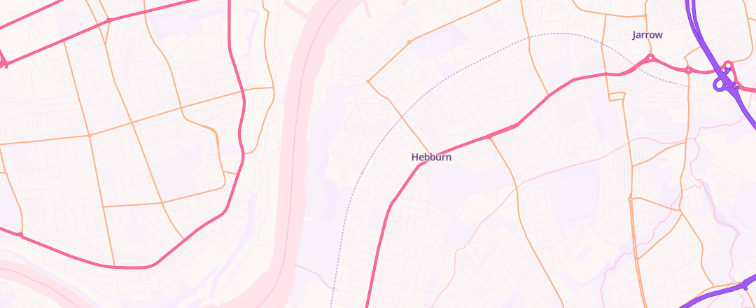 Map showing New Willow Garage, Hebburn