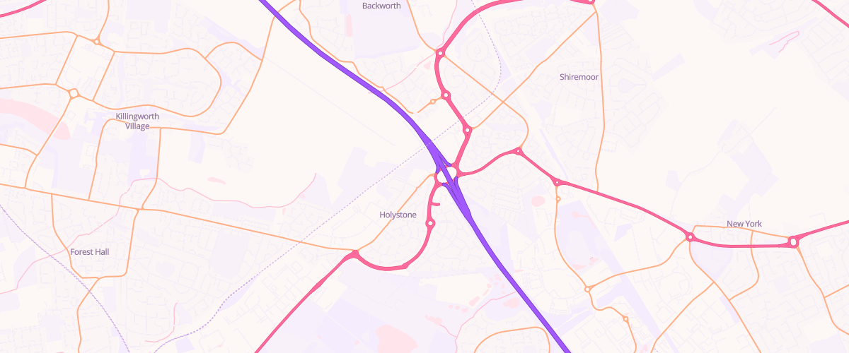 Map showing the location of Holystone Filling Station