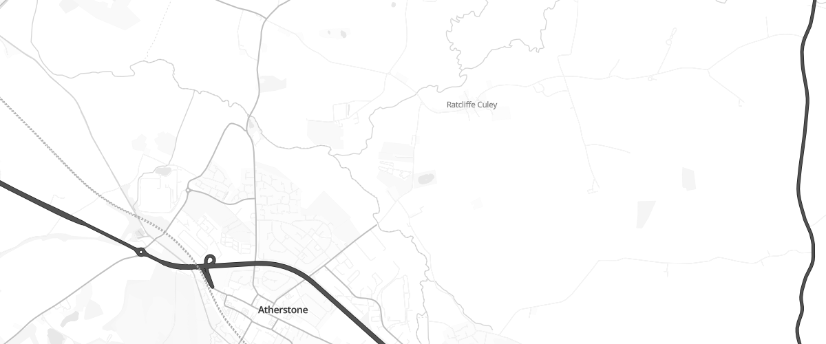 Map showing the location of Ratcliffe Service Station Atherstone