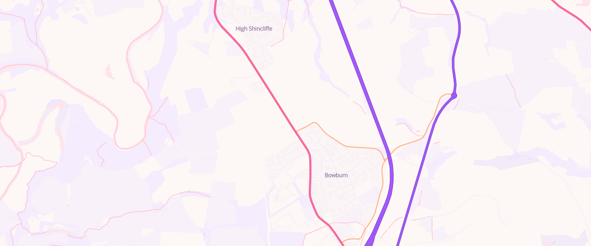 Map showing the location of Bowburn Filling Station