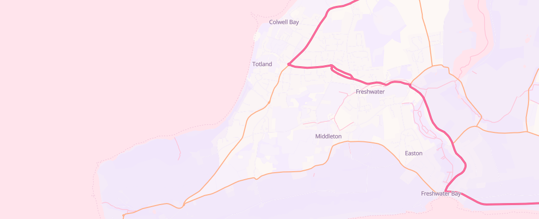 Map showing Broadway Garage, Totland Bay