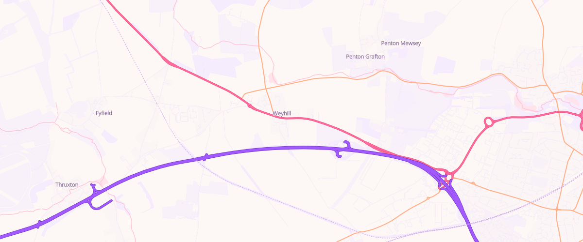 Map showing the location of Weyhill Service Station
