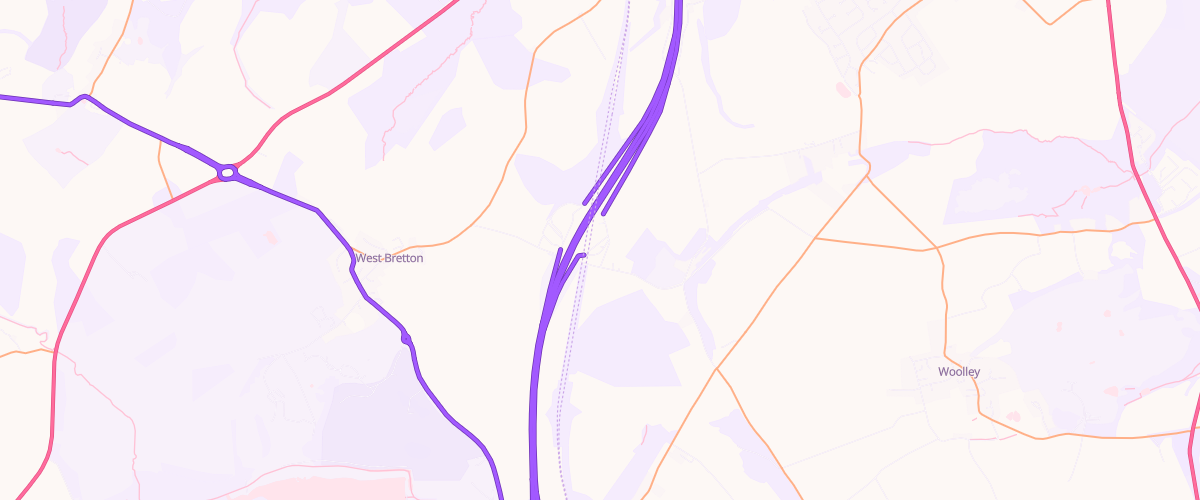 Map showing the location of Woolley Edge South Service