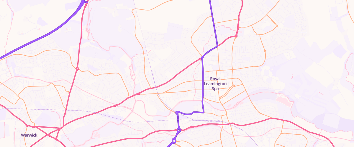 Map showing the location of Asda Leamington Rugby Road