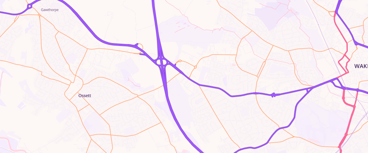 Map showing the location of Ossett Service Station