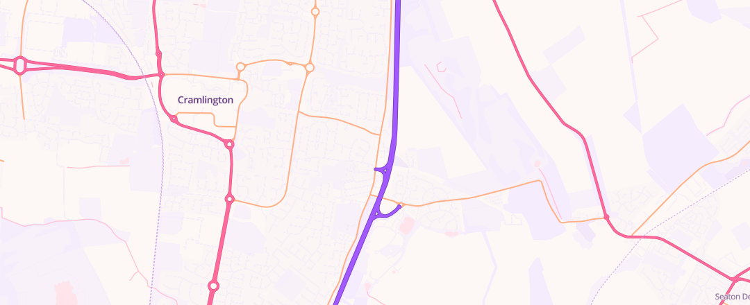 Map showing Alex Scott Cars Ltd, Cramlington