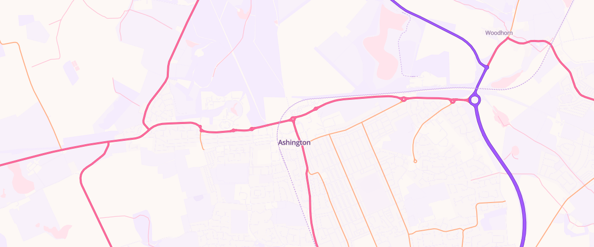 Map showing the location of Asda Ashington Superstore