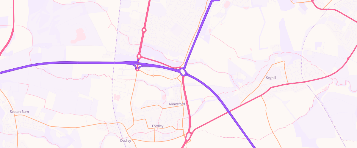 Map showing the location of Asda Annitsford Express Petrol