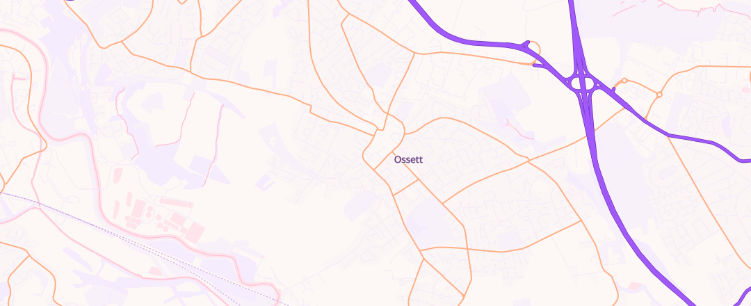 Map showing Ossett Mot Testing Centre, Ossett
