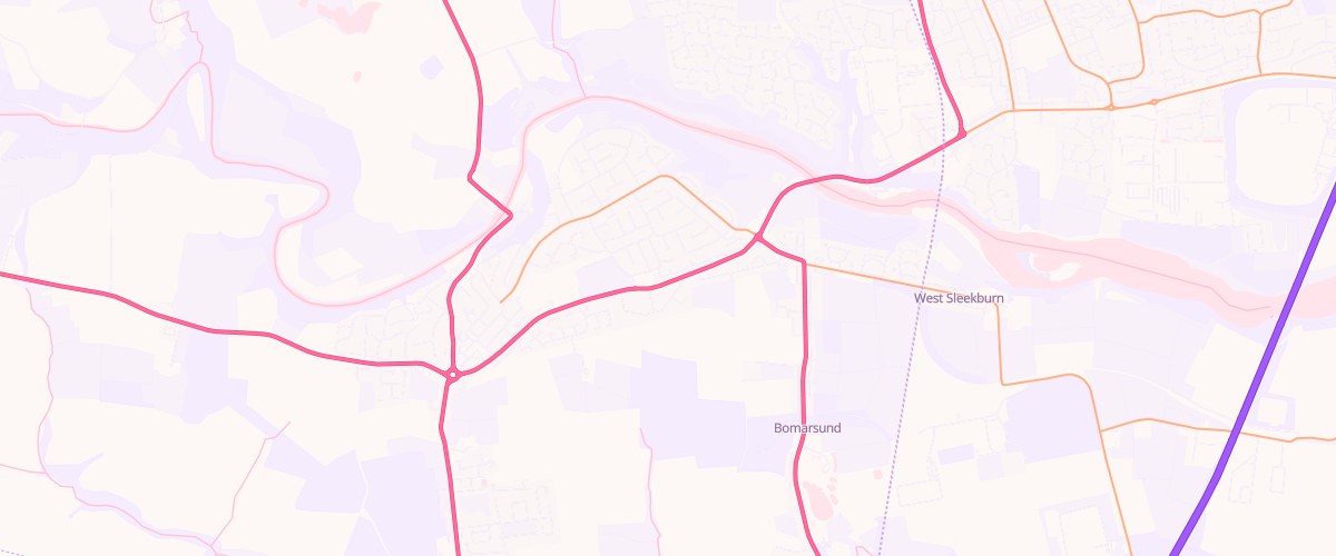 Map showing the location of Stakeford Filling Station