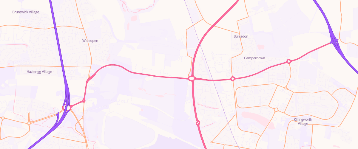 Map showing the location of Tyneside Autoparc Service Station