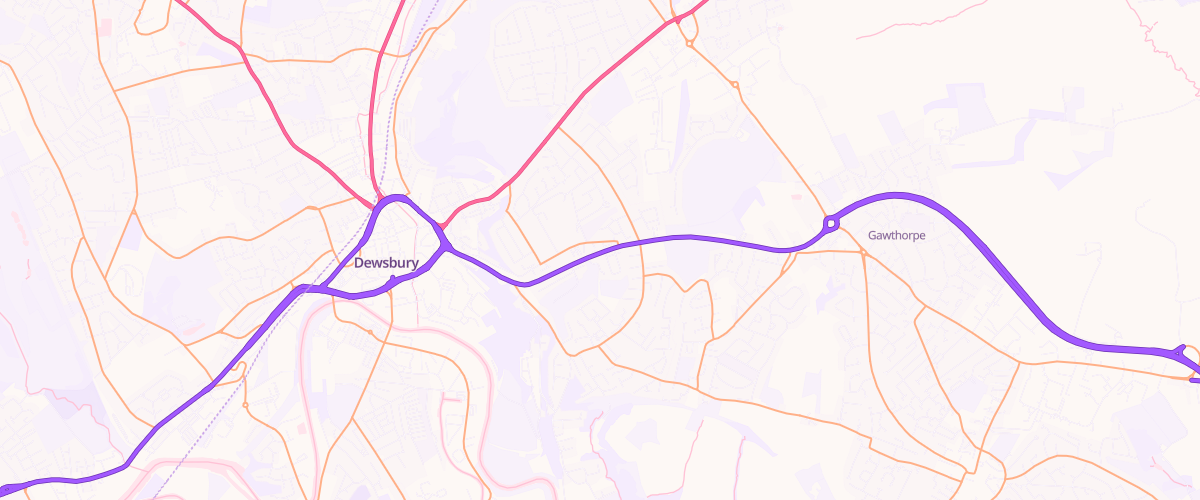 Map showing the location of Dewsbury Esso Express