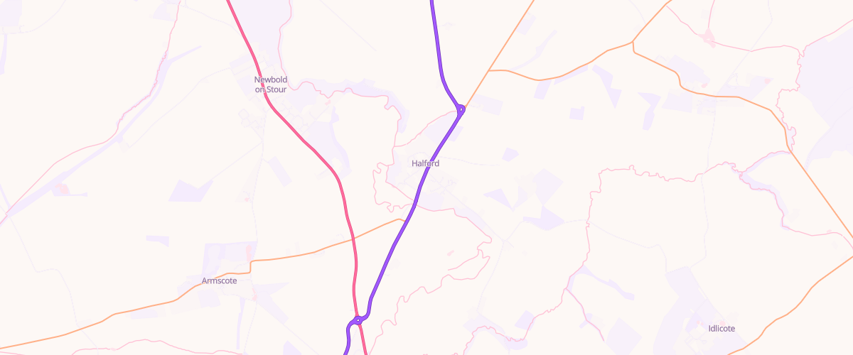 Map showing the location of Halford Bridge Garage