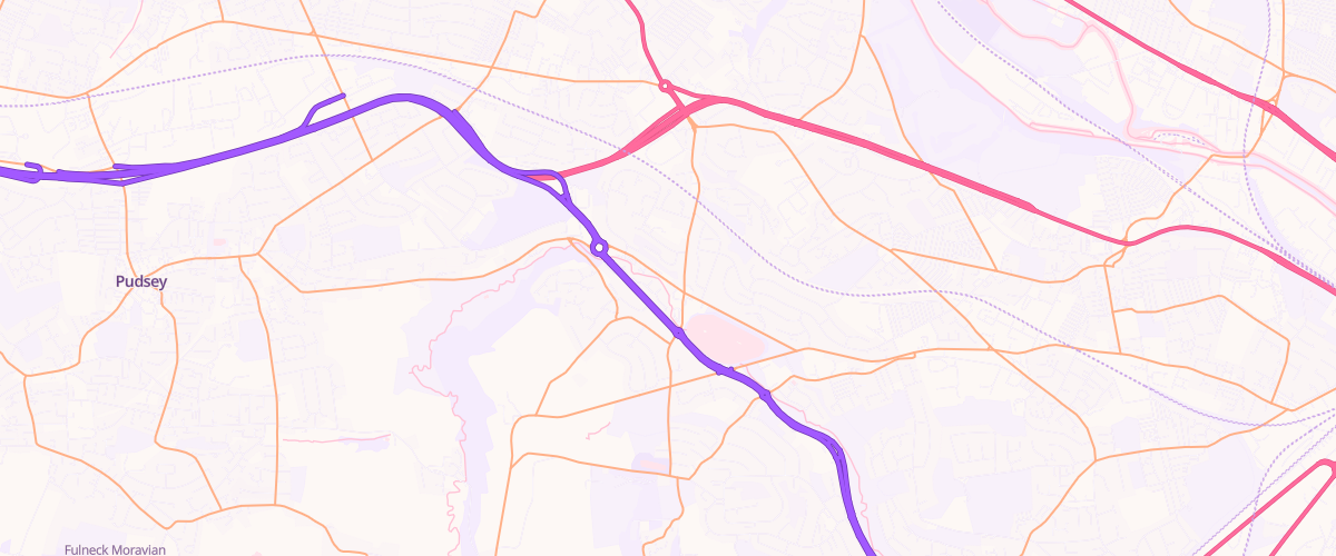 Map showing the location of Pudsey Road Service Station