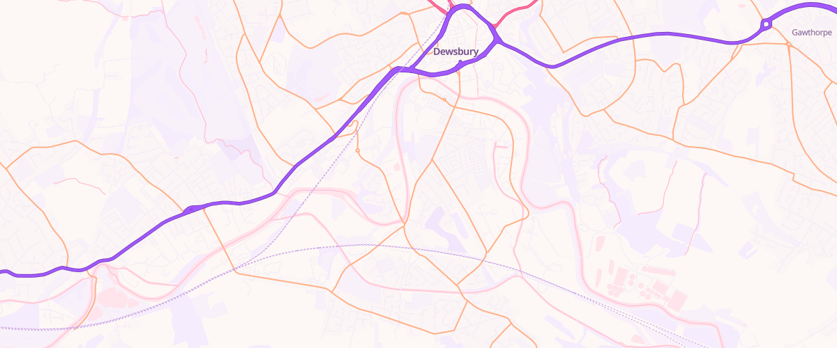 Map showing the location of Bp Dewsbury Service Station