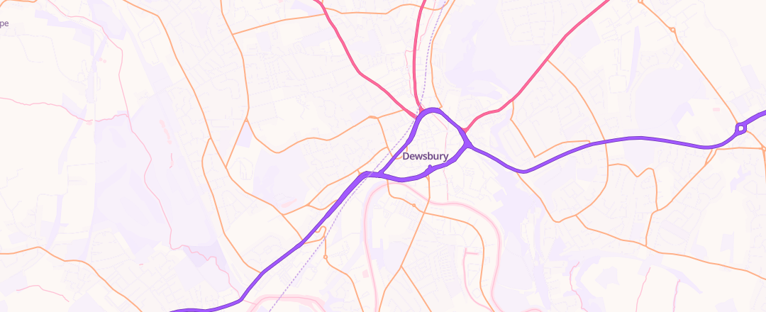 Map showing Kirklees Metropolitan Council, Dewsbury