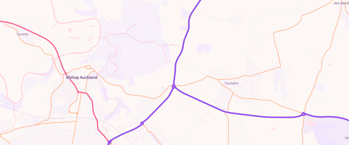 Map showing the location of Coundon Gate Service Station