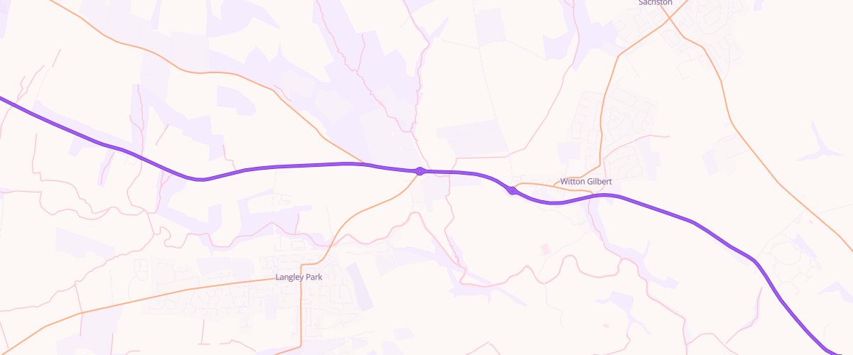 Map showing the location of Witton Gilbert Service Station