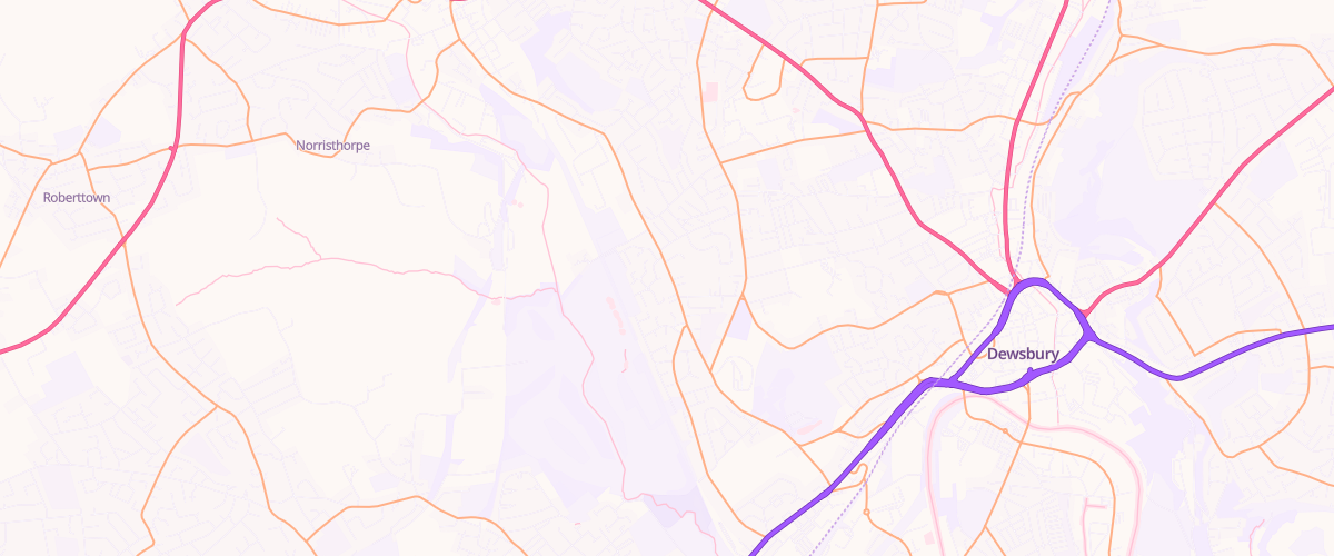 Map showing the location of Dewsbury Moor Service Station