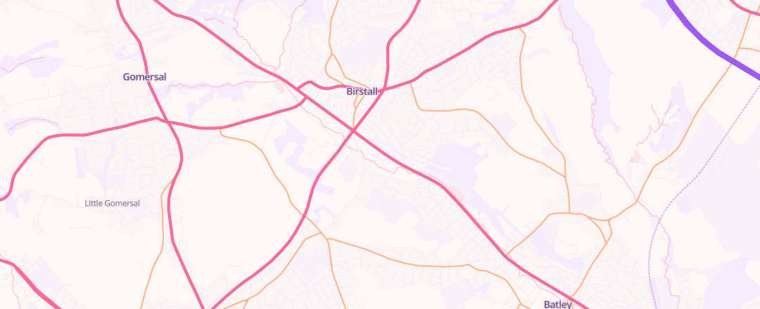 Map showing M J Motors Birstall, Batley