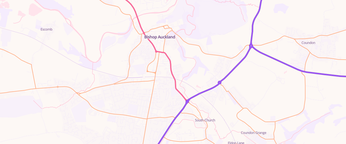 Map showing the location of Asda Bishop Auckland Superstore