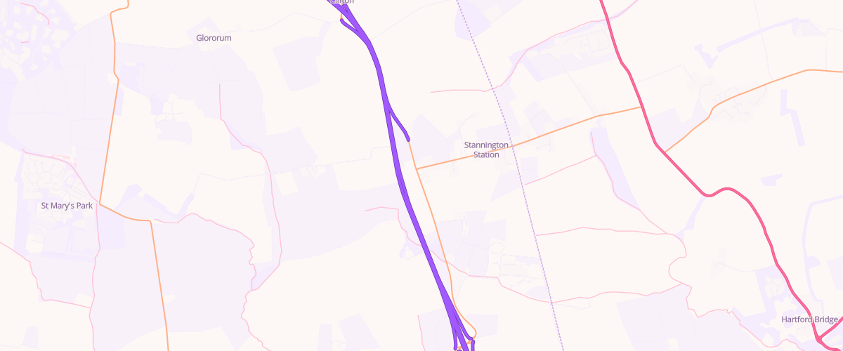 Map showing the location of Stannington Service Station