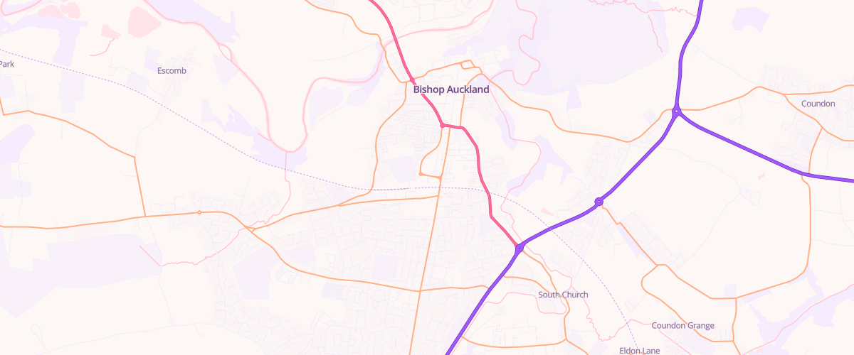 Map showing the location of Mfg Morrisons Bishop Auckland